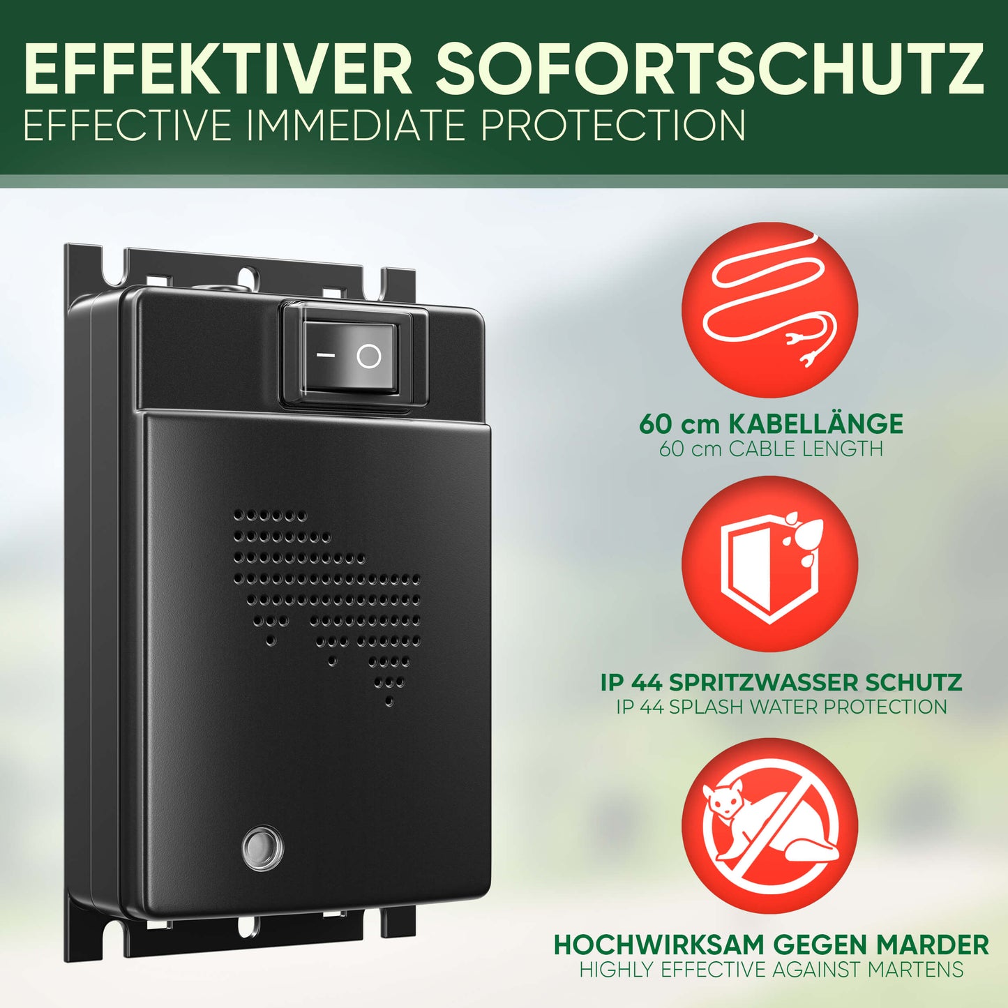 Veddelholzer Marderschreck Auto-hochwirksame Autobatteriebetriebene Marderabwehr
