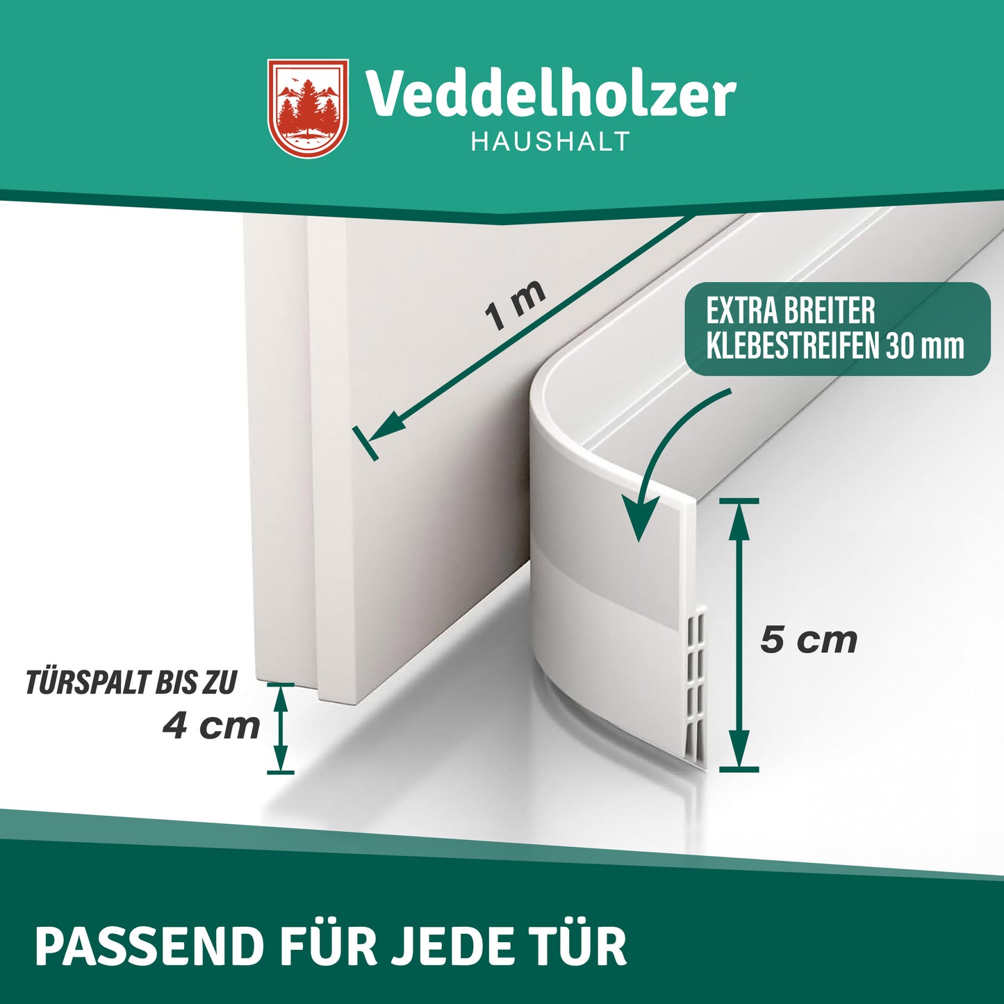 Veddelholzer 2 x 1 m zuschneidbare Türdichtung selbstklebend Zugluftstopper