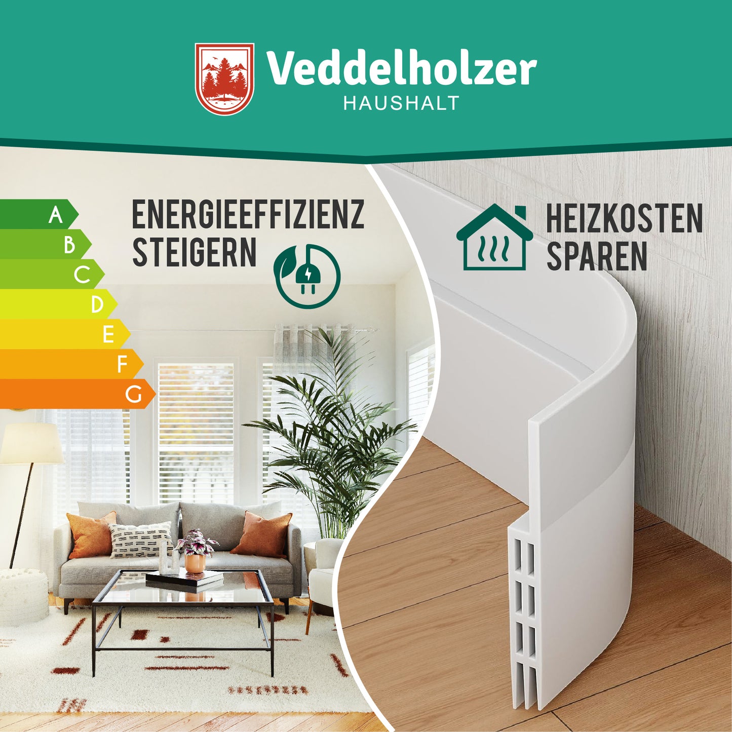 Veddelholzer 2 x 1 m zuschneidbare Türdichtung selbstklebend Zugluftstopper