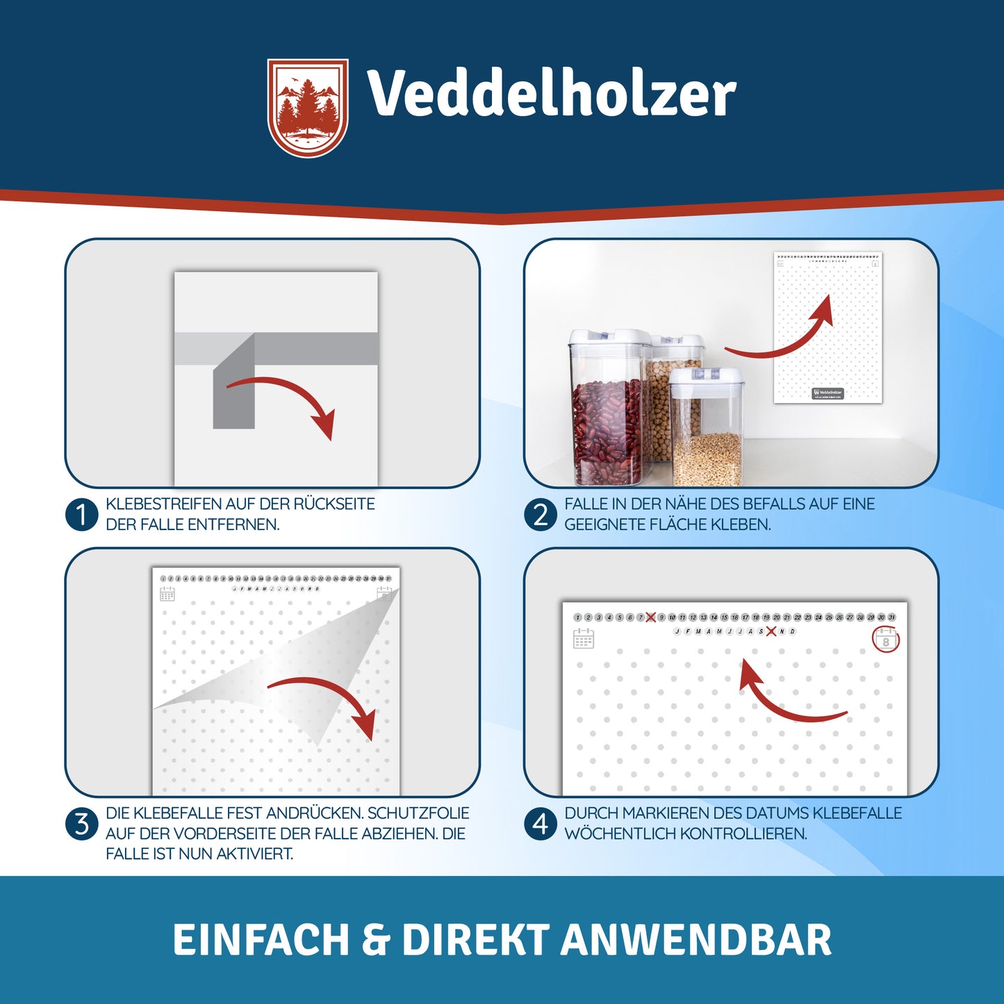 10 Stück Lebensmittelmotten-Falle mit Pheromon Lockwirkung