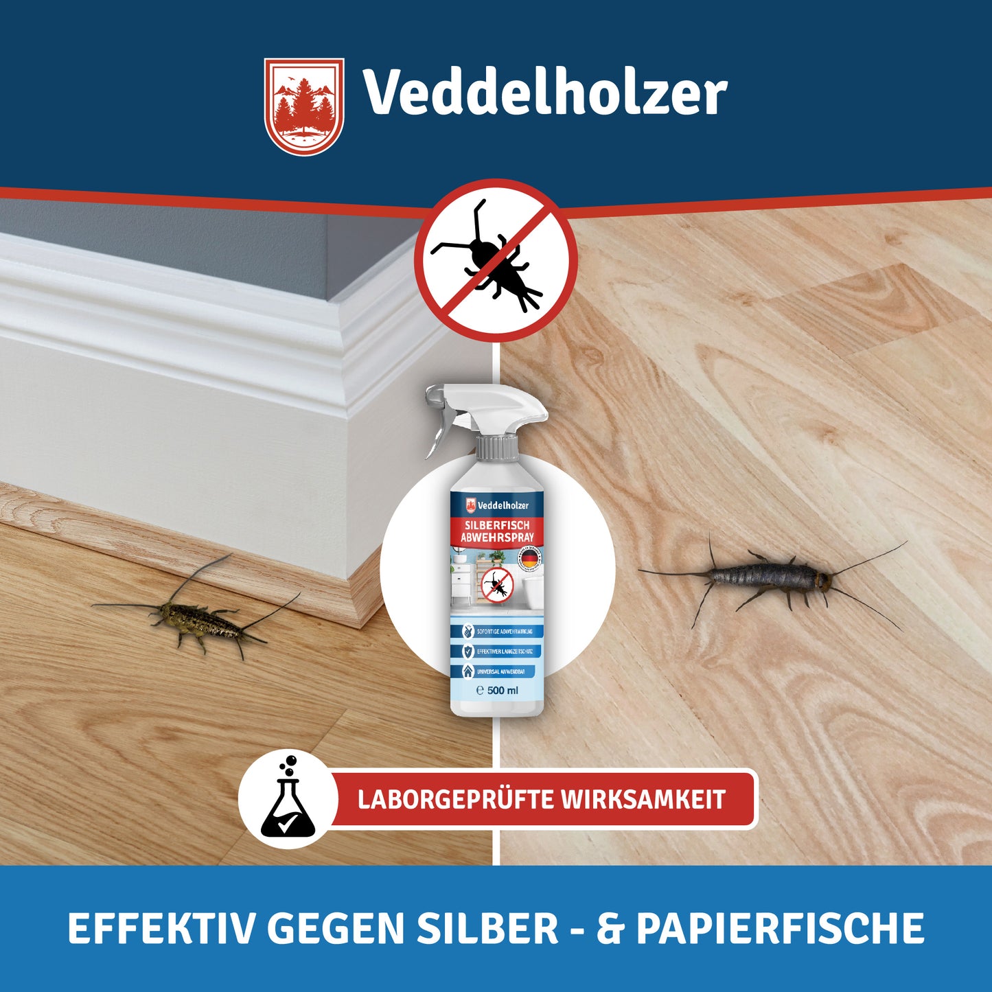 500 ml Papier- & Silberfisch Abwehrspray Laborgeprüfte Wirksamkeit