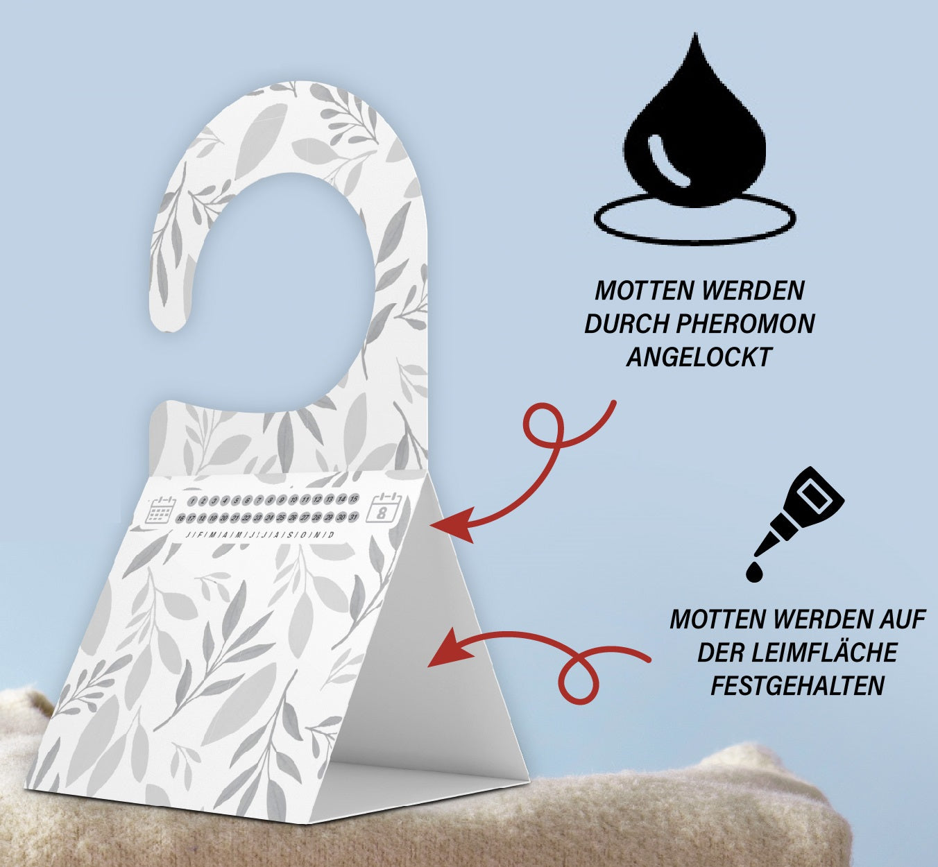 8 mal Kleidermotten Falle mit Haken & Klebefläche Geruchslos & Giftfrei