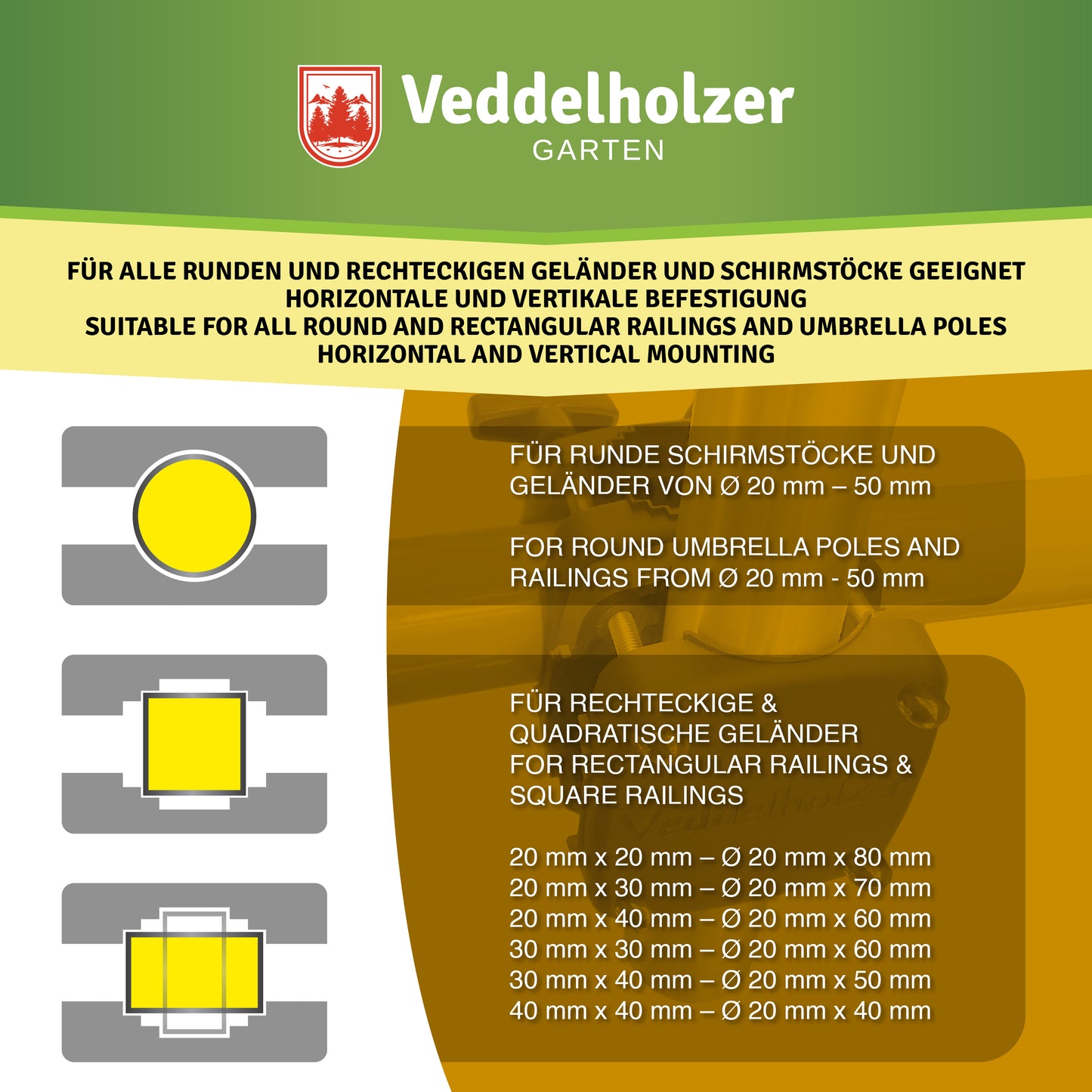 Sonnenschirmhalter für Balkongeländer