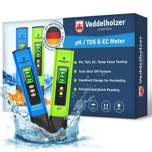 Veddelholzer pH Messgerät, Thermometer, pH TDS EC und Temperatur 4 in 1 Set