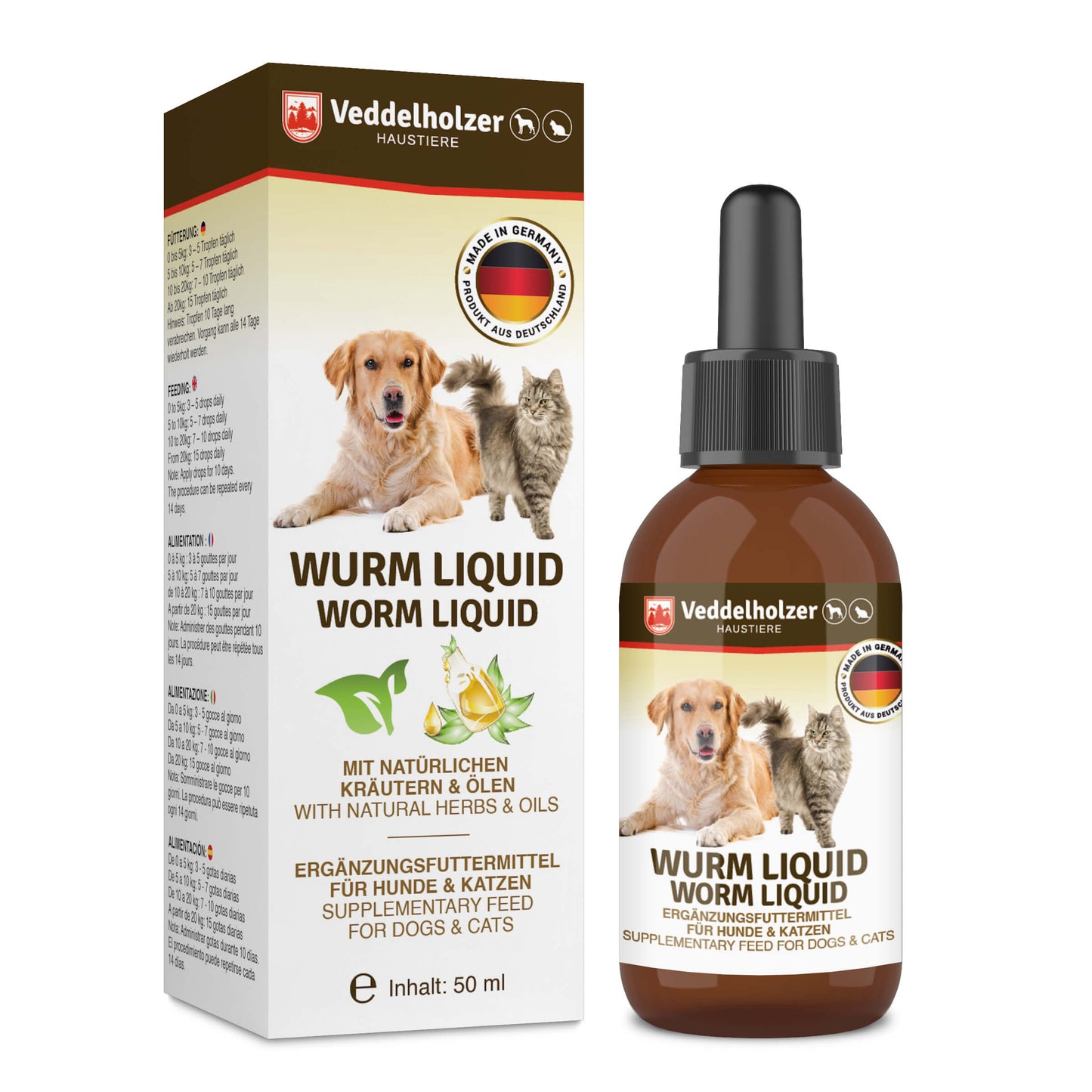Veddelholzer 50 ml Wurm Liquid für Katzen und Hunde