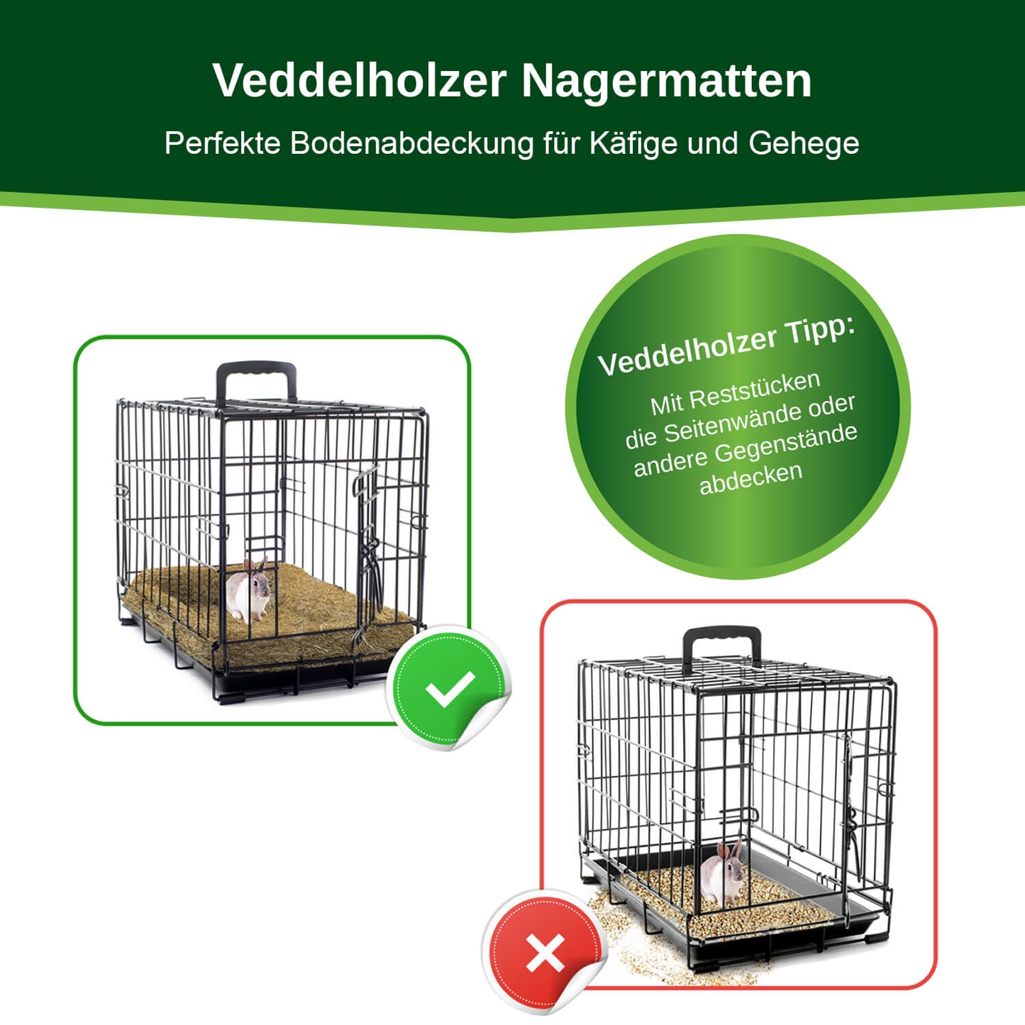 Veddelholzer Hanfmatten für Käfige & Gehege von Nagern.